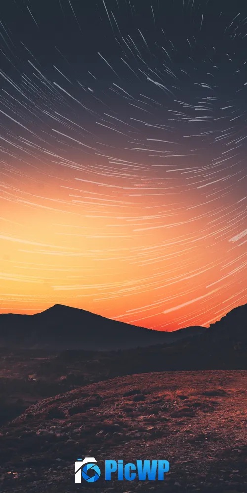 Sunset Star trail 3K Mobile Wallpaper