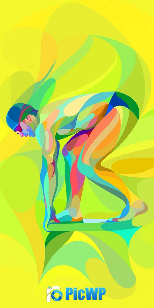 Swimmer Illustration 3K Mobile Wallpaper