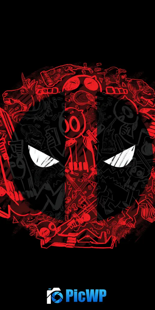 Deadpool Black background 3K Mobile Wallpaper