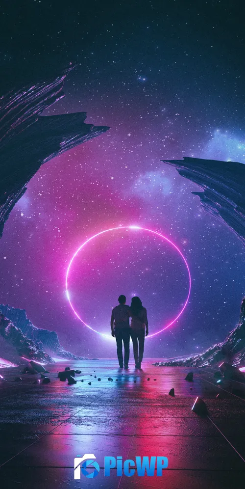 Couple Neon 3K Mobile Wallpaper