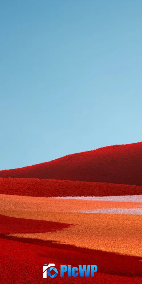 Red Grass Landscape 3K Mobile Wallpaper