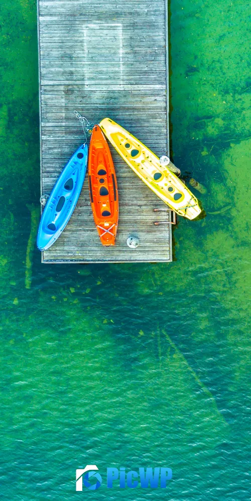 Wooden pier Aerial view 3K Mobile Wallpaper