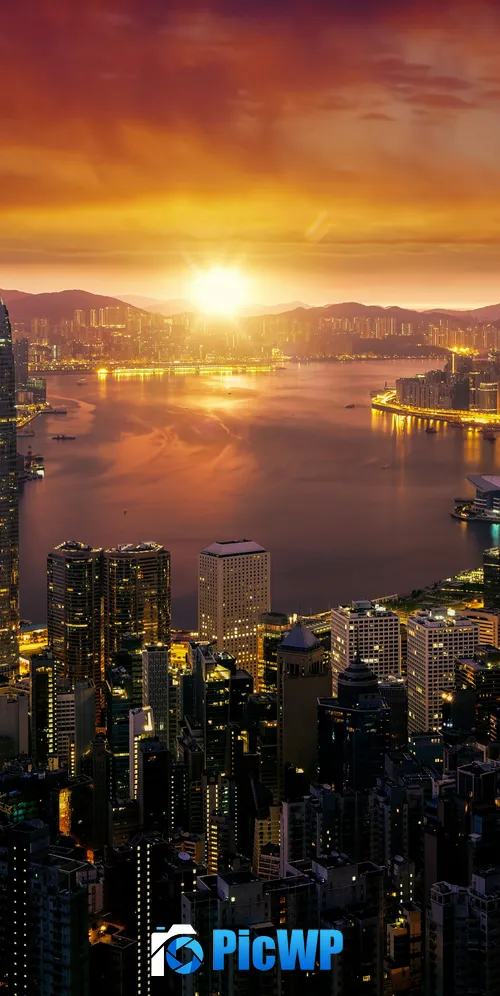 Hong Kong Sunrise 3K Mobile Wallpaper