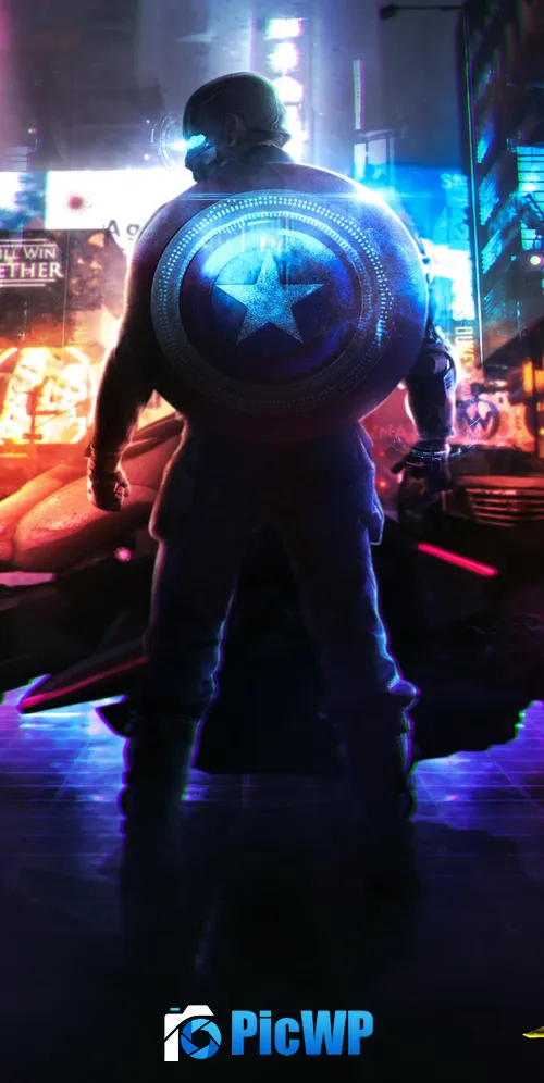 Cyberpunk 2077 Captain America 3K Mobile Wallpaper