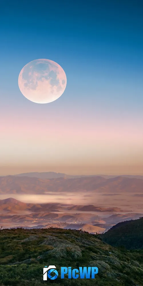 Full moon Hills 3K Mobile Wallpaper