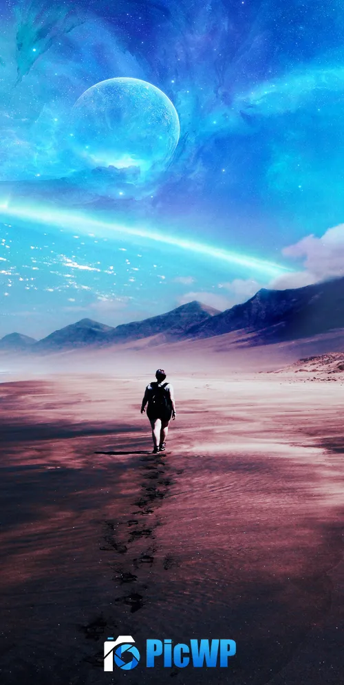 Alone Beach 3K Mobile Wallpaper