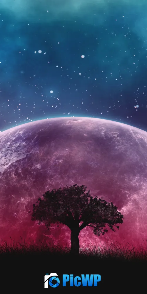 Lone tree Planet 3K Mobile Wallpaper