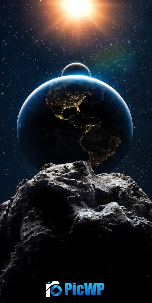Earth Moon 3K Mobile Wallpaper