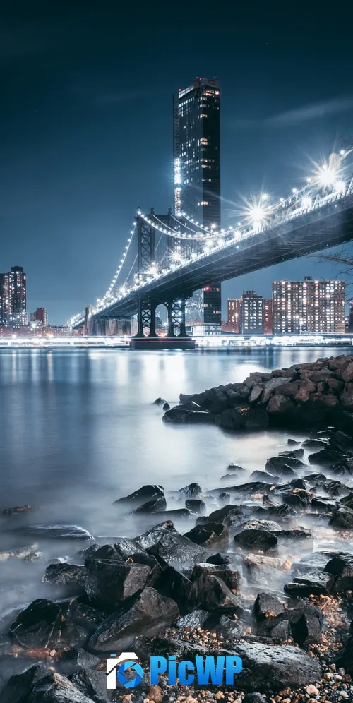 George Washington Bridge Night 3K Mobile Wallpaper