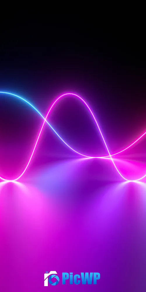Neon light Waves 3K Mobile Wallpaper