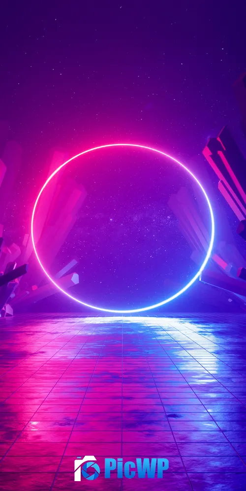 Neon light Ring 3K Mobile Wallpaper