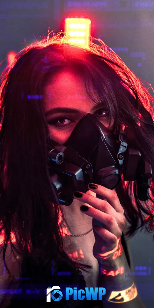 Girl Respirator mask 3K Mobile Wallpaper