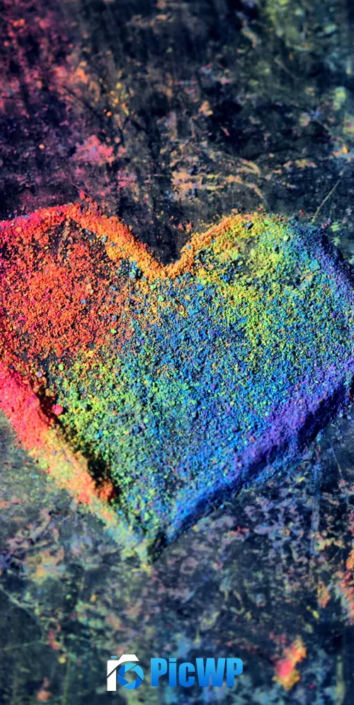 Love heart Rainbow colors 3K Mobile Wallpaper