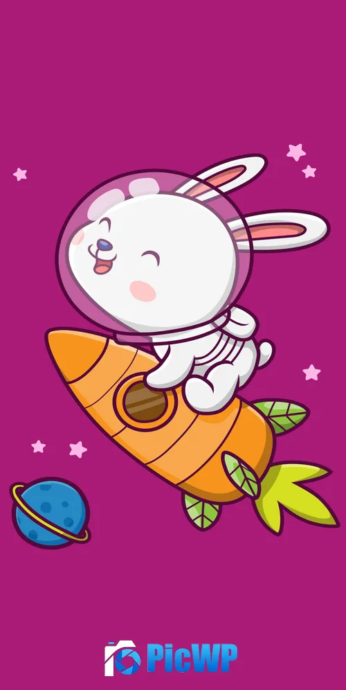 Cute rabbit Kawaii astronaut 3K Mobile Wallpaper