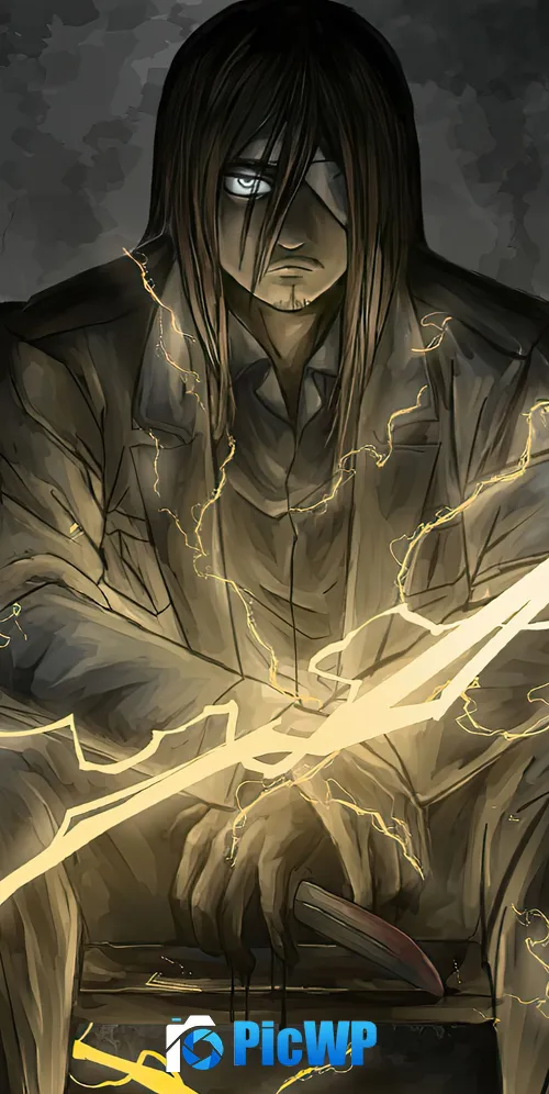 Eren Yeager Lightning 3K Mobile Wallpaper