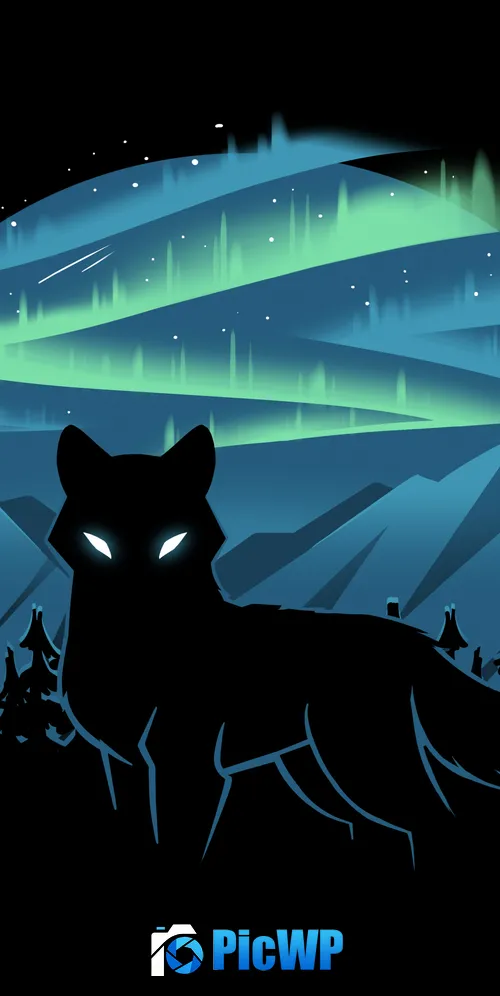 Wolf Aurora Borealis 3K Mobile Wallpaper