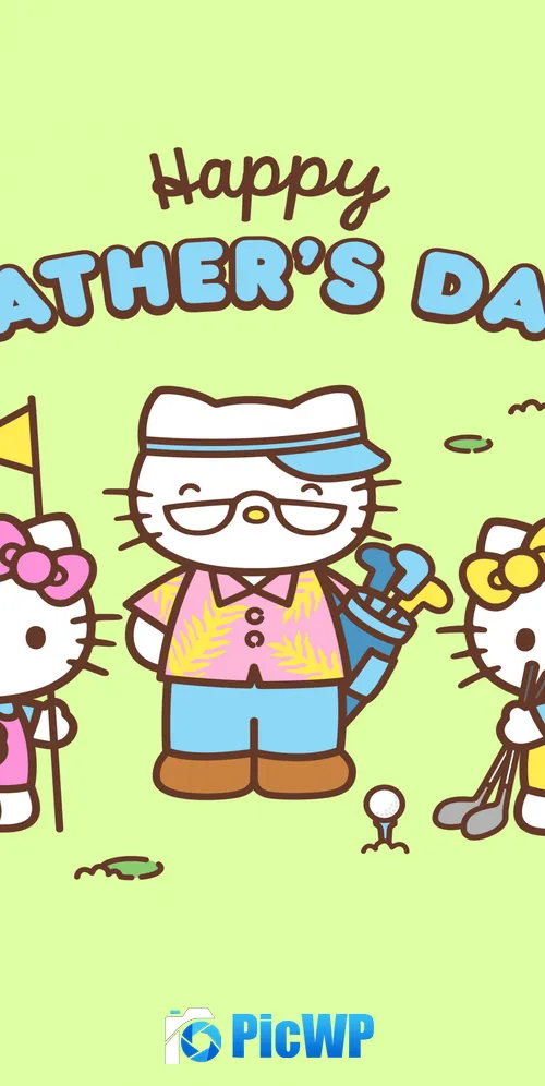Happy Fathers Day Hello Kitty background 3K Mobile Wallpaper