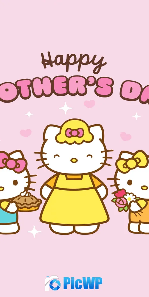 Happy Mother's Day Hello Kitty 3K Mobile Wallpaper