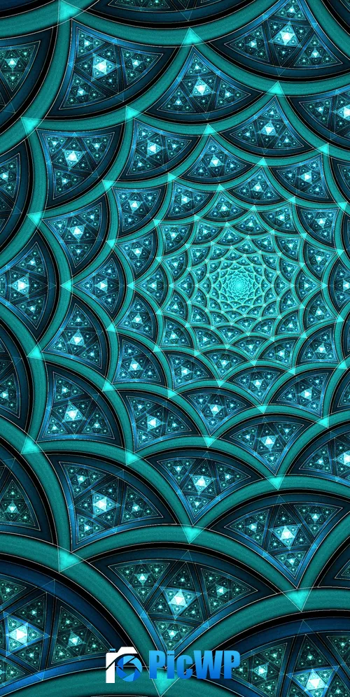 Fractal Teal abstract 3K Mobile Wallpaper