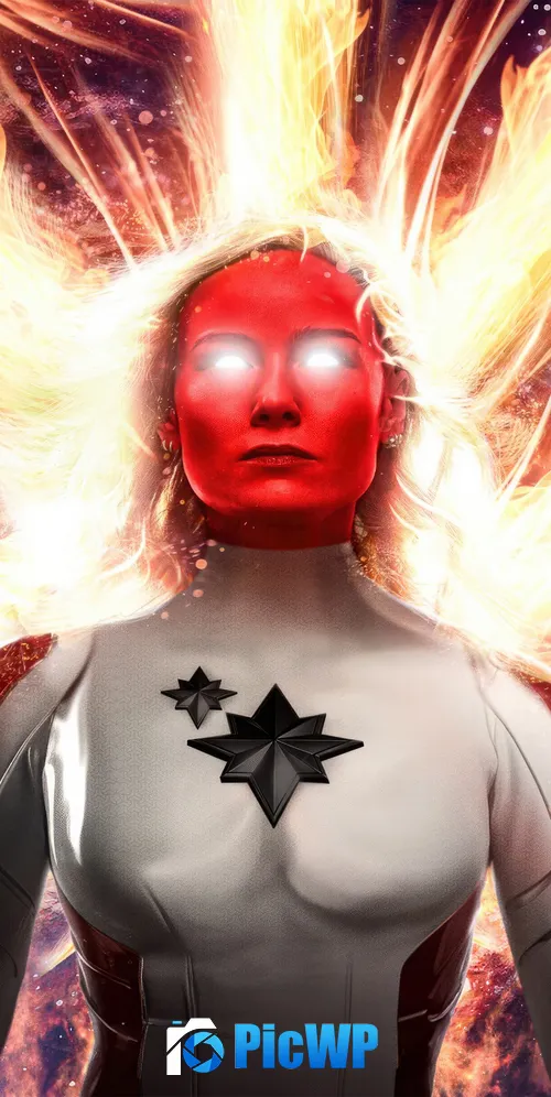 Captain Marvel Binary 3K Mobile Wallpaper