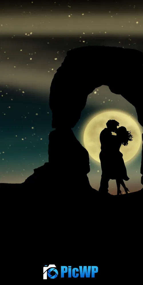 Kissing couple 3K Mobile Wallpaper