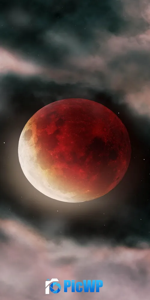 Blood Moon Clouds 3K Mobile Wallpaper