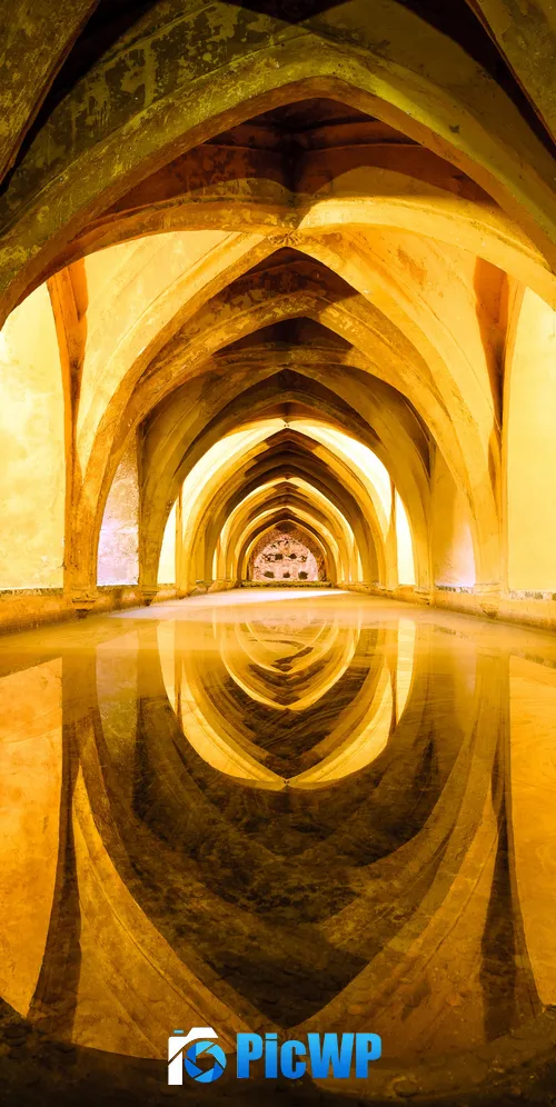 Ancient architecture Real Alcazar of Seville 3K Mobile Wallpaper