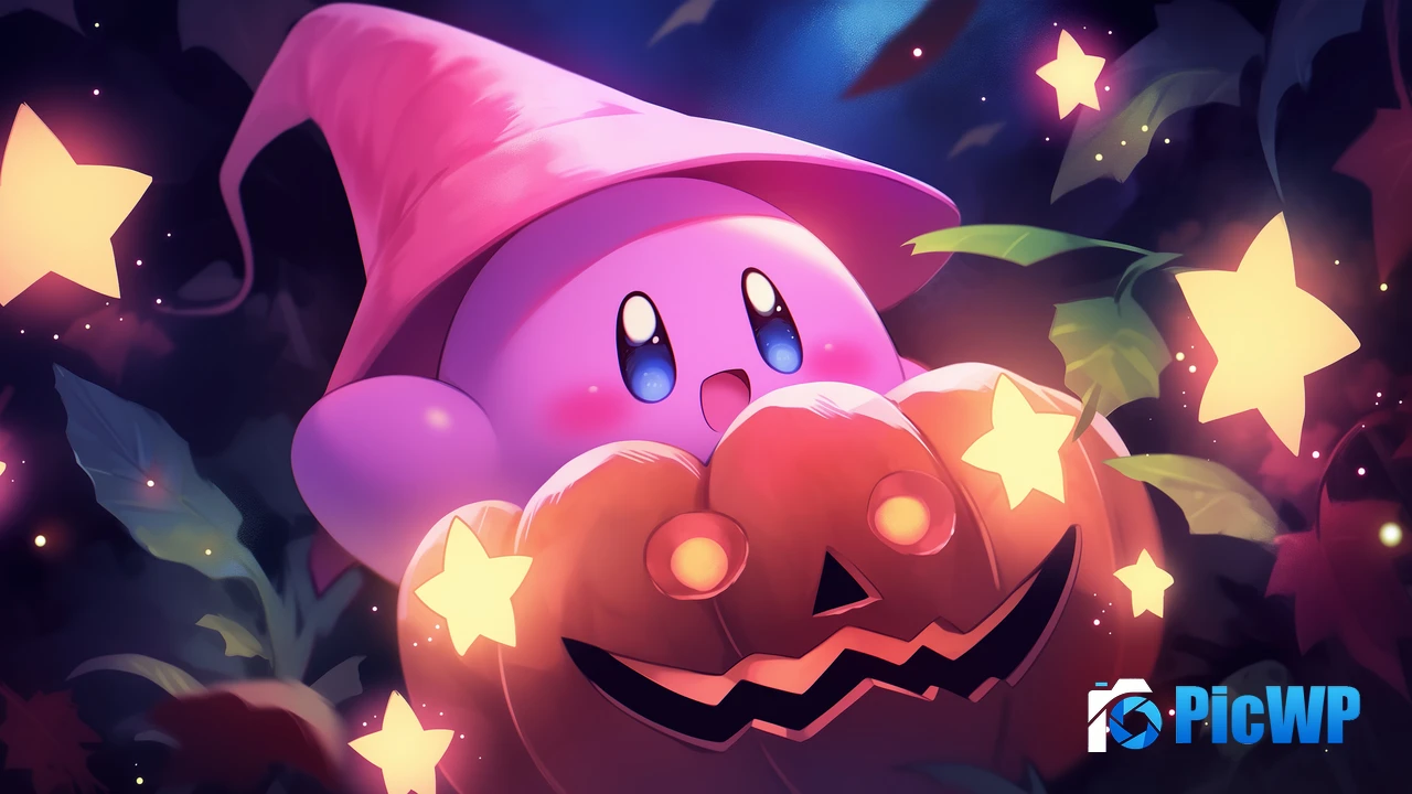 Kirby Halloween Pumpkin 4K PC Wallpaper