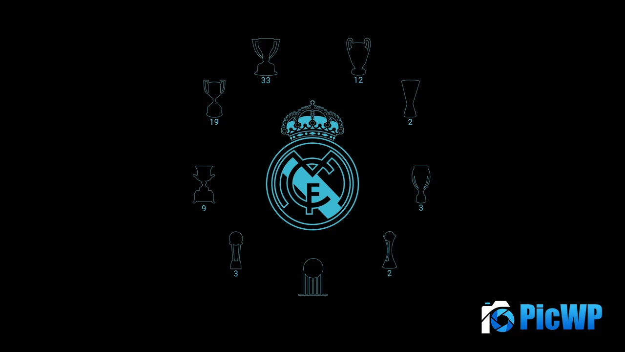 Real Madrid CF Black background 4K PC Wallpaper