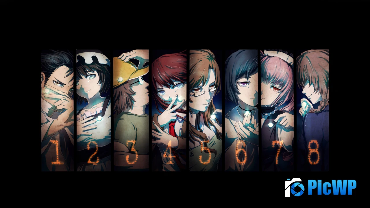 Steins;Gate Black background 4K PC Wallpaper