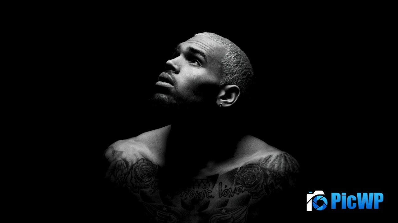 Chris Brown Black background 4K PC Wallpaper