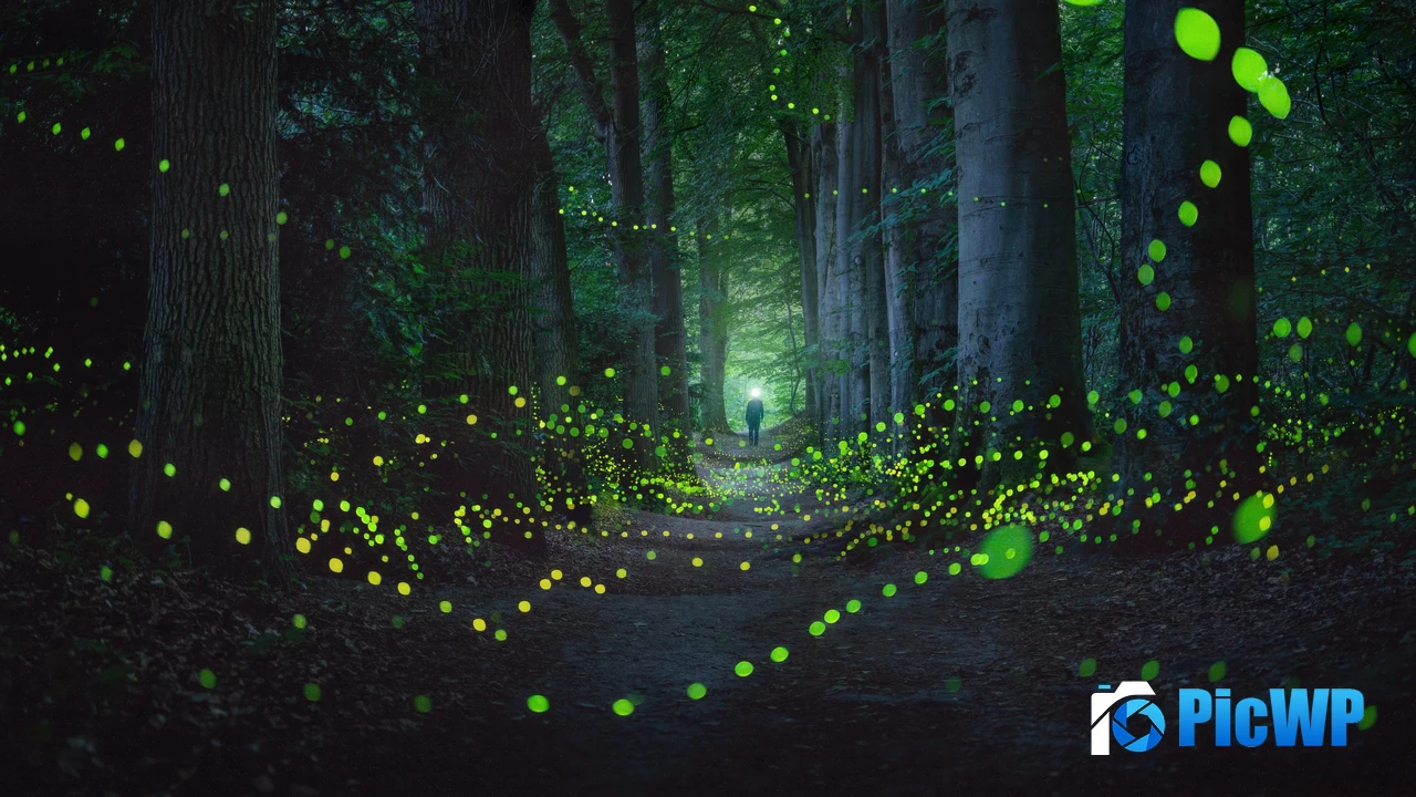 Mystical Forest Fireflies 4K PC Wallpaper