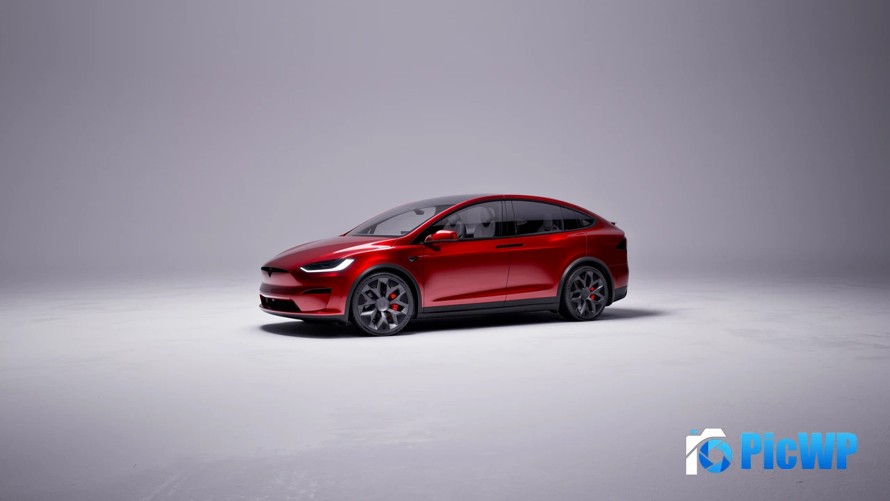 Tesla Model X Plaid Dark background 4K PC Wallpaper