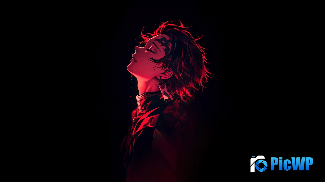 Tanjiro Kamado Red aesthetic 4K PC Wallpaper
