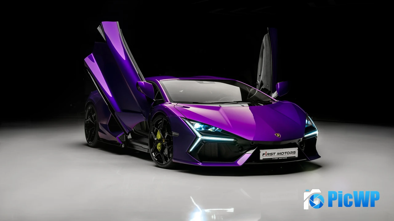 Lamborghini Revuelto Purple aesthetic 4K PC Wallpaper