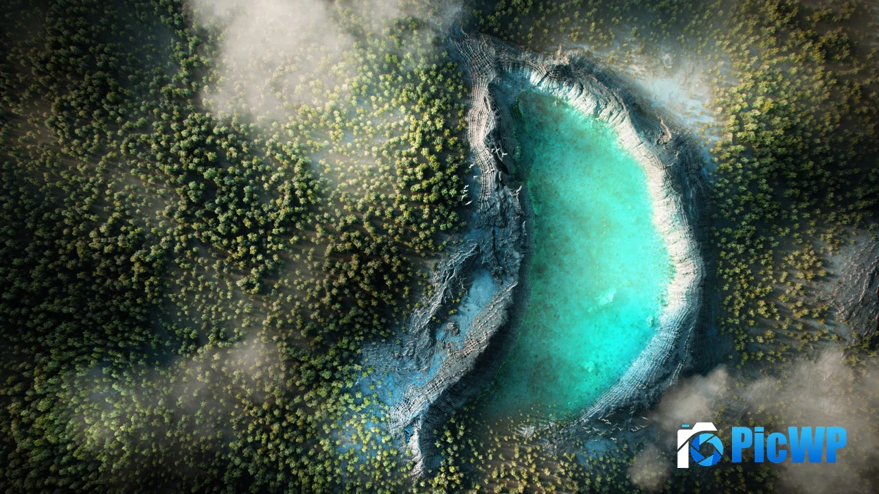 Turquoise water Crater 4K PC Wallpaper