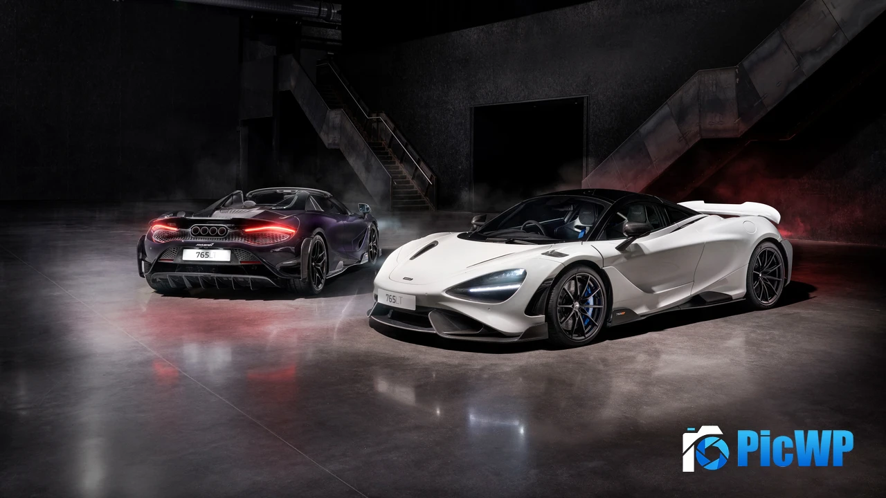 McLaren 765LT Spider Grey background 6K PC Wallpaper