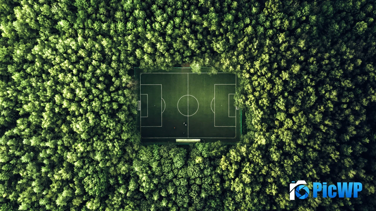 Soccer field Aerial view 4K PC Wallpaper