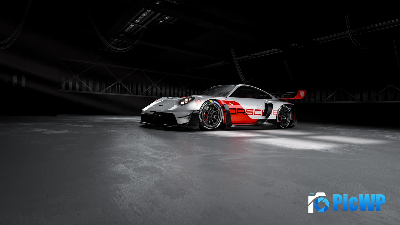 Porsche 911 GT3 R Dark aesthetic 4K PC Wallpaper