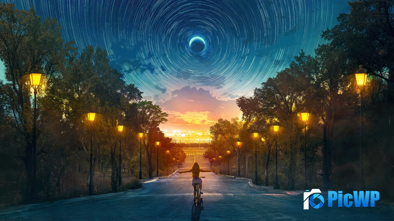 Moon Star Trails 4K PC Wallpaper