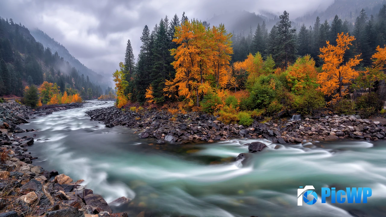 Autumn River Stream 4K PC Wallpaper