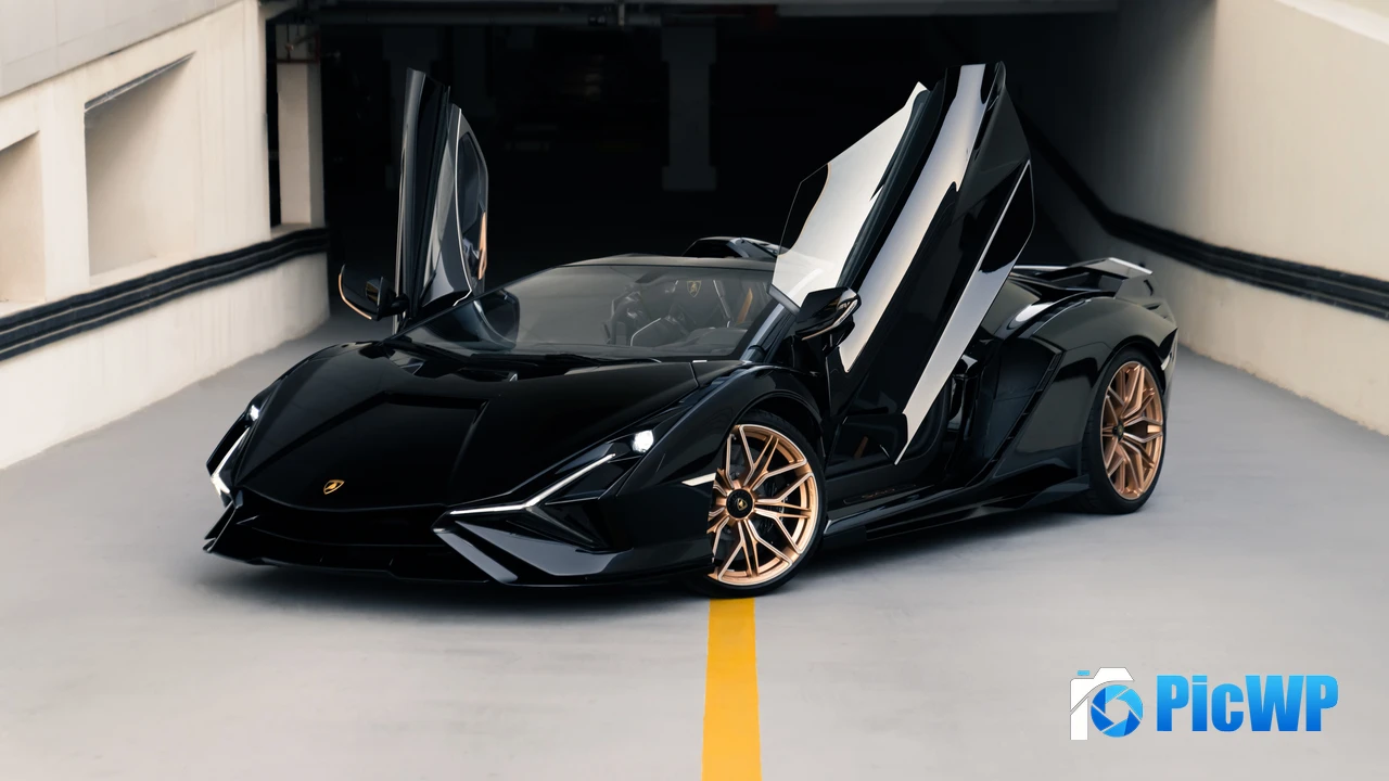 Black Lamborghini Sián Roadster 4K PC Wallpaper