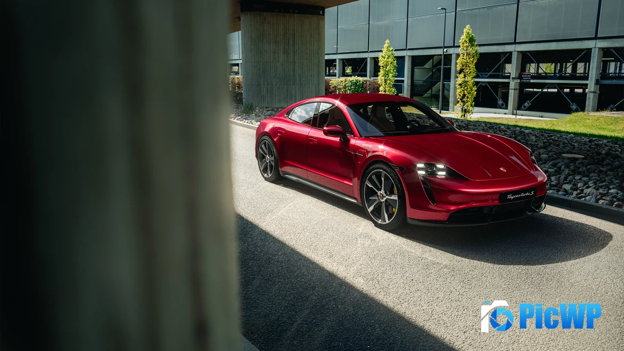 Porsche Taycan Turbo S Red cars 4K PC Wallpaper