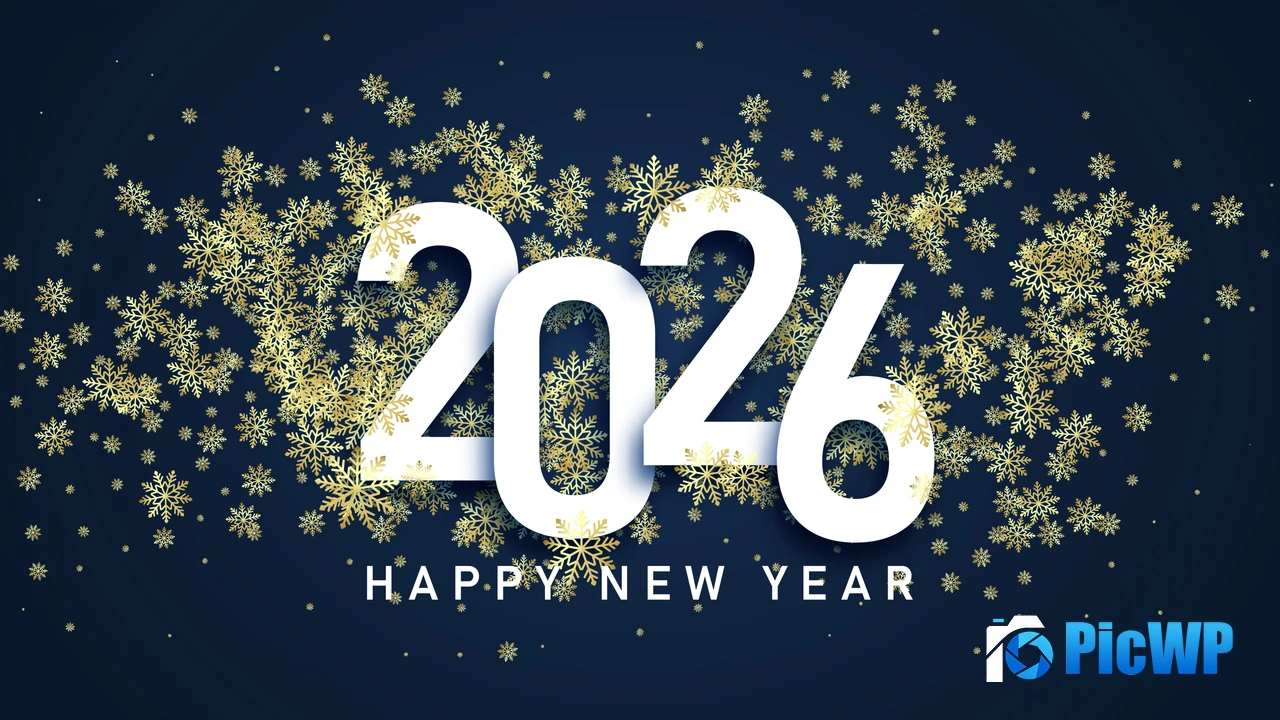 Happy New Year 2026 Snowflakes 4K PC Wallpaper