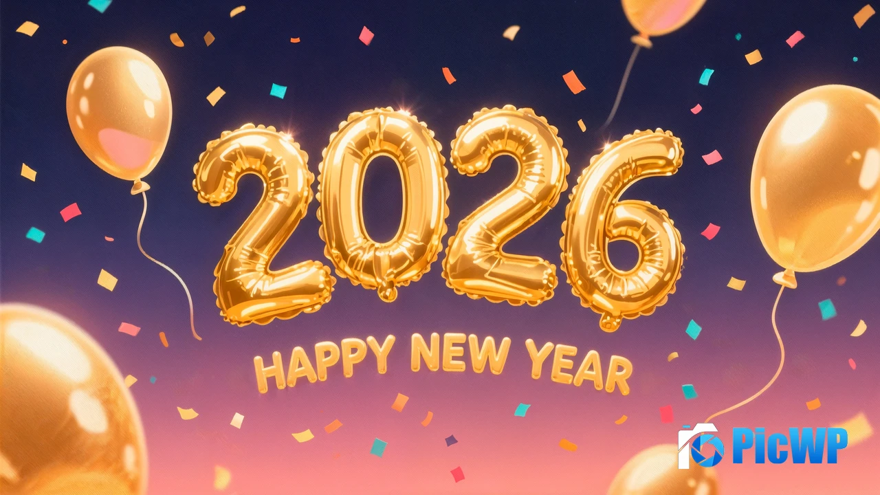 Happy New Year 2026 Confetti 4K PC Wallpaper