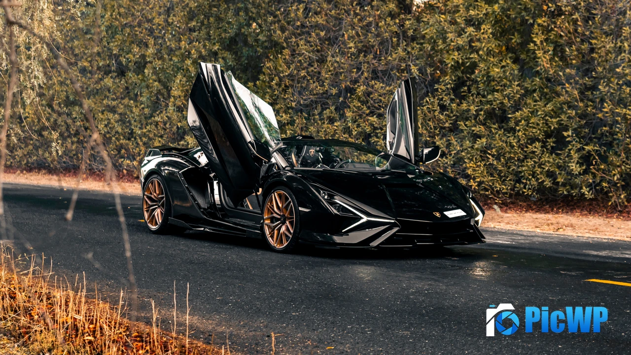 Lamborghini Sián Roadster Black cars 4K PC Wallpaper