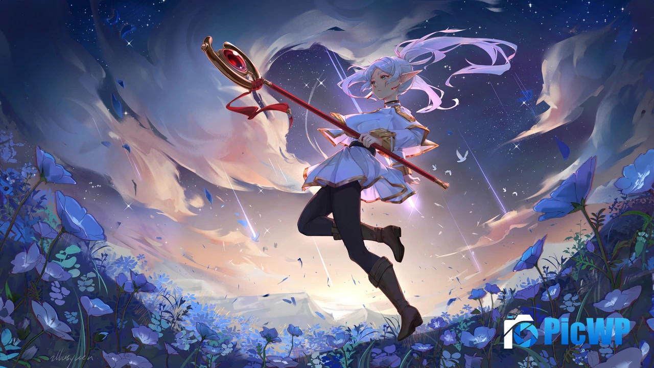 Frieren's Staff Anime girl 4K PC Wallpaper