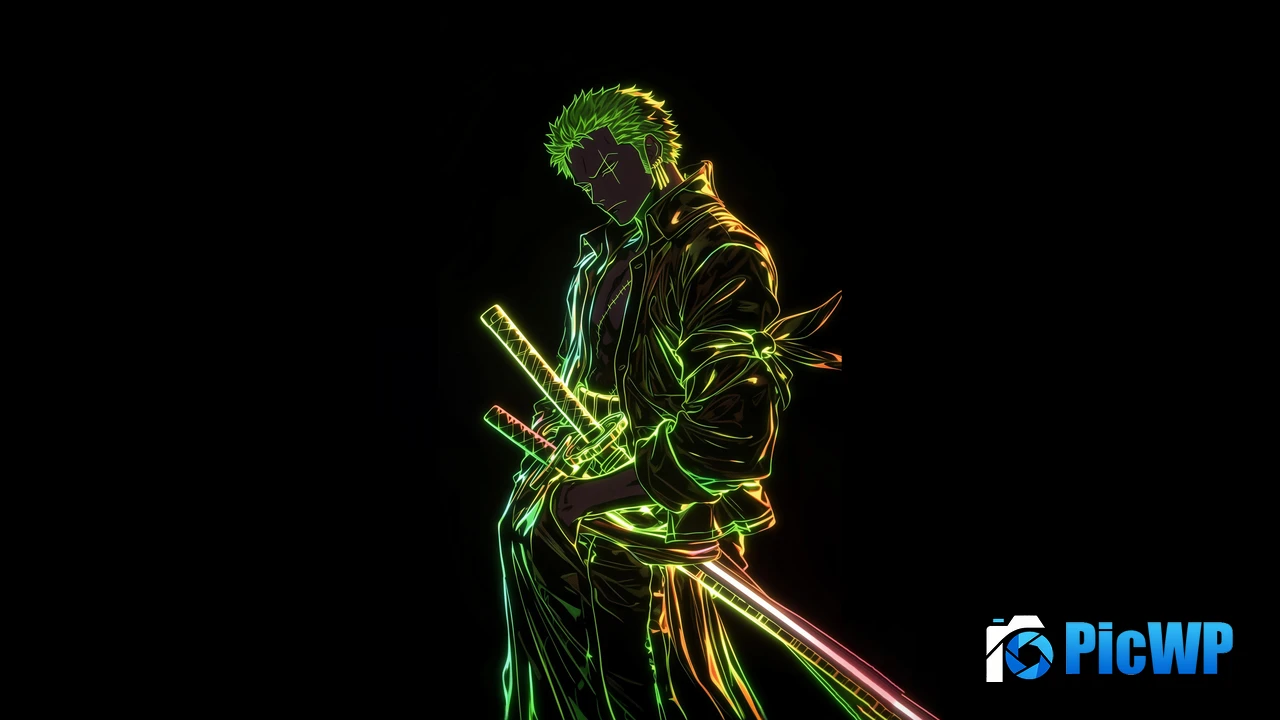 Roronoa Zoro Neon art 4K PC Wallpaper