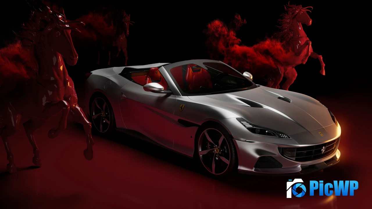 Ferrari Portofino Red aesthetic 4K PC Wallpaper
