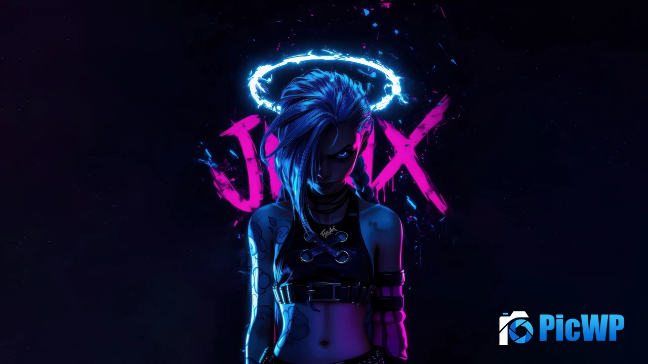 Jinx (Arcane) Neon art 4K PC Wallpaper
